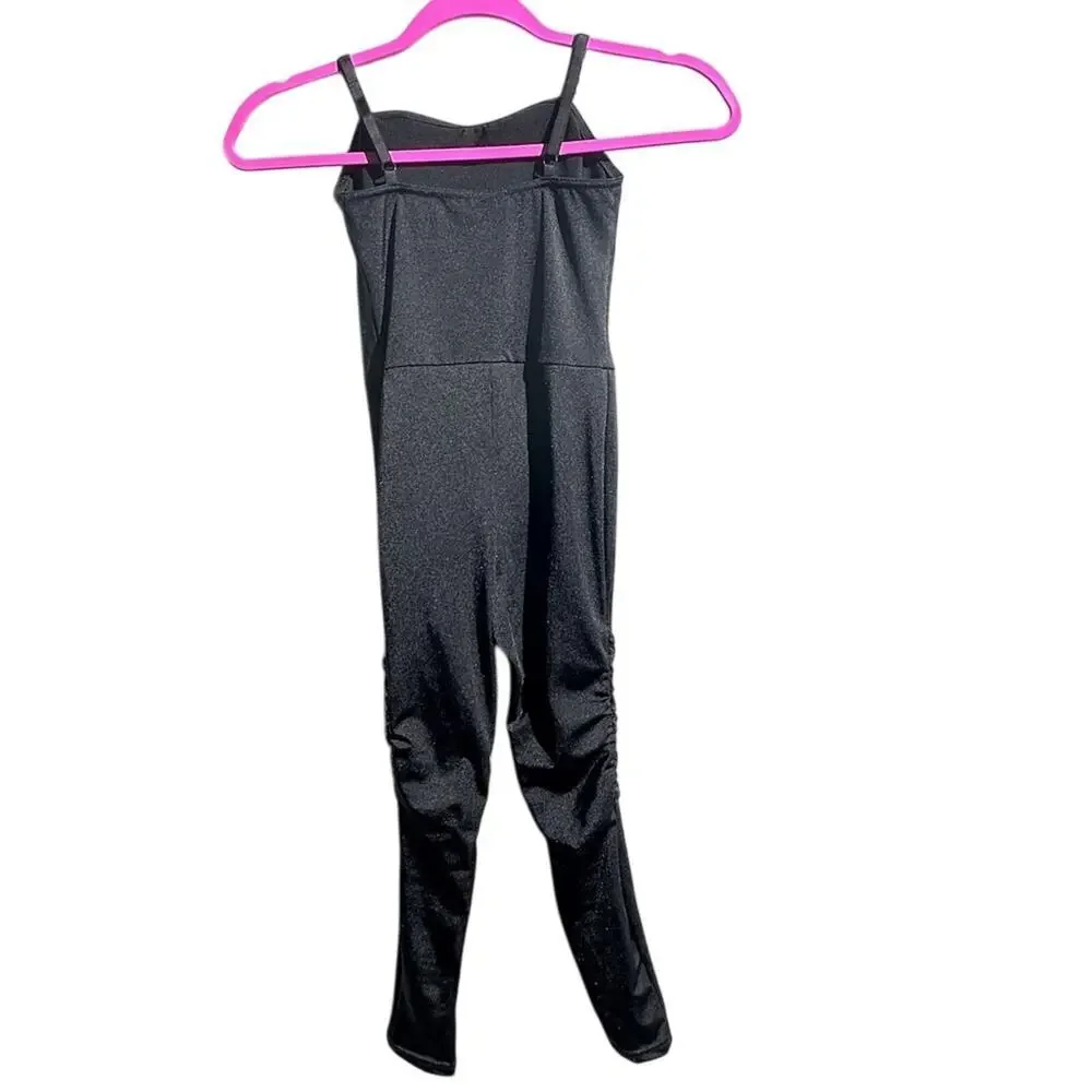 Weissmans dance black bodysuit unitard base adjustable shoulder straps size IC